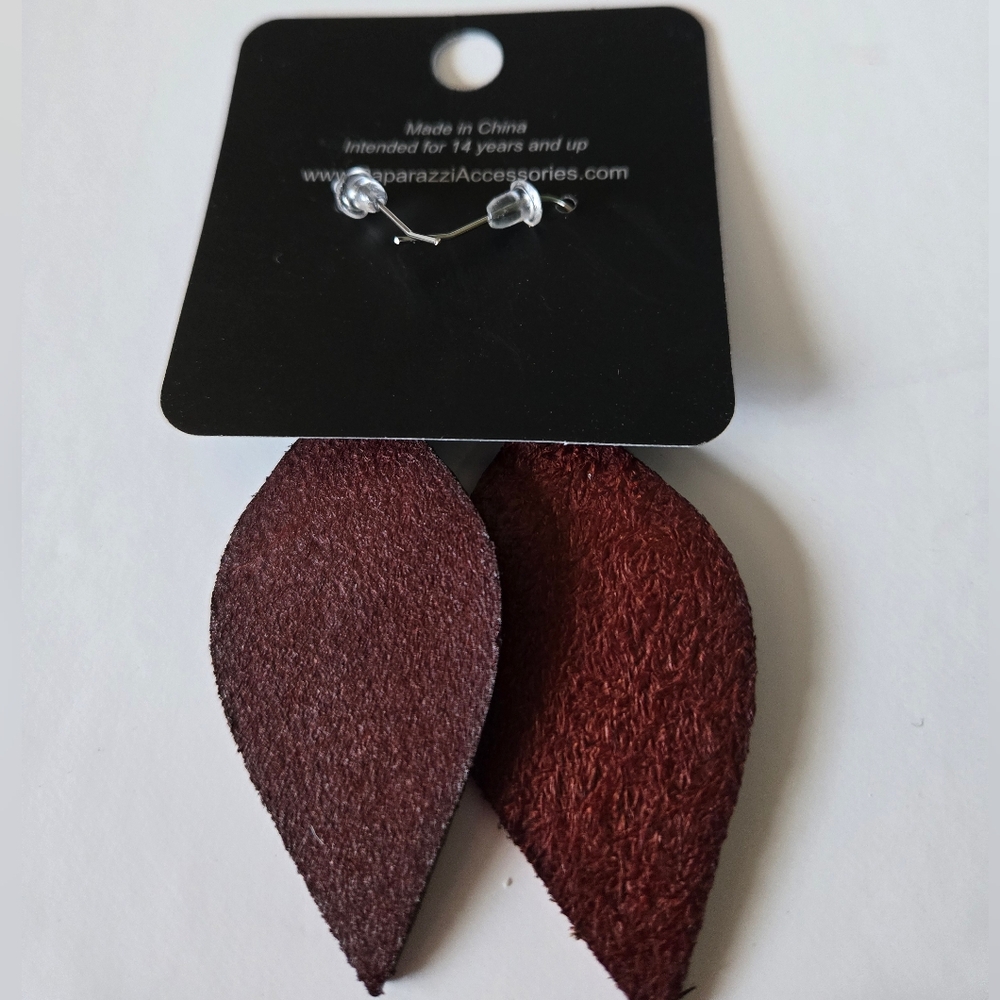 Paparazzi Pierced Leather Earrings - Picture 2 of 5